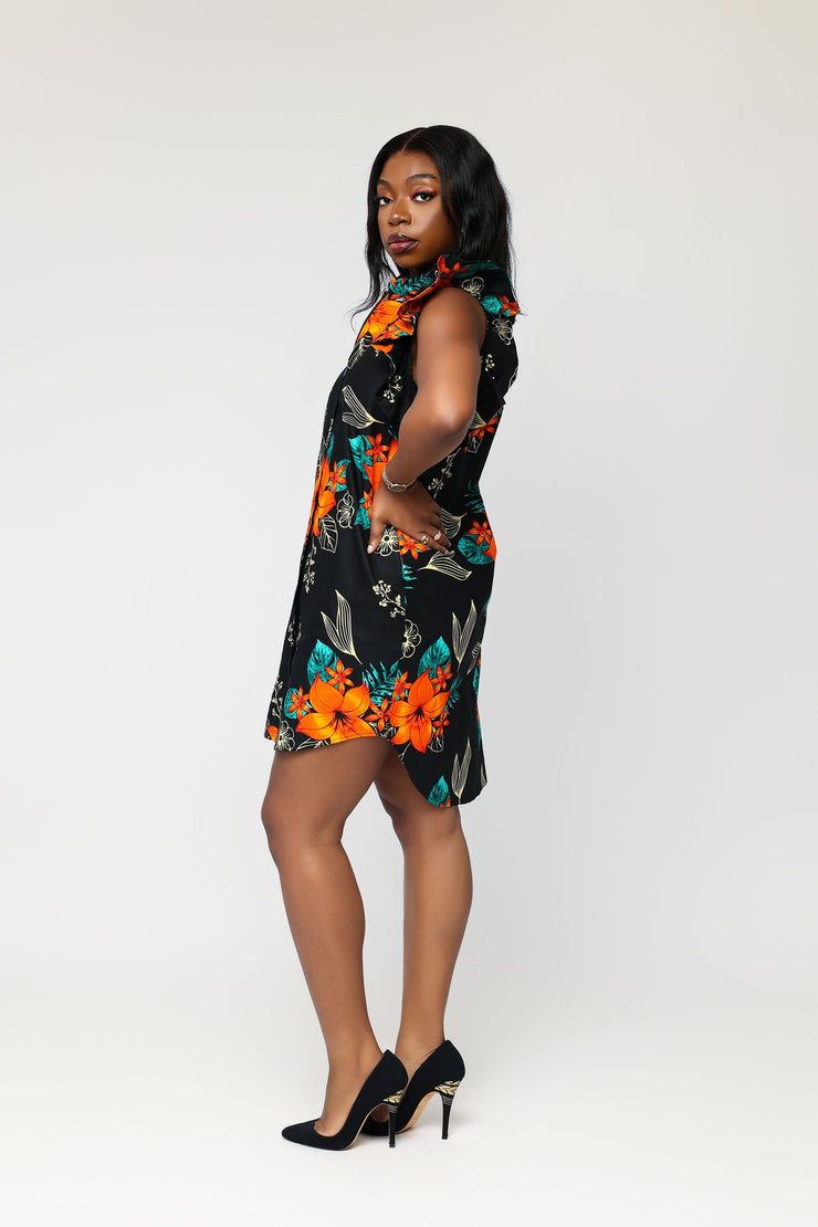 Ododo African Print Shirt Dress