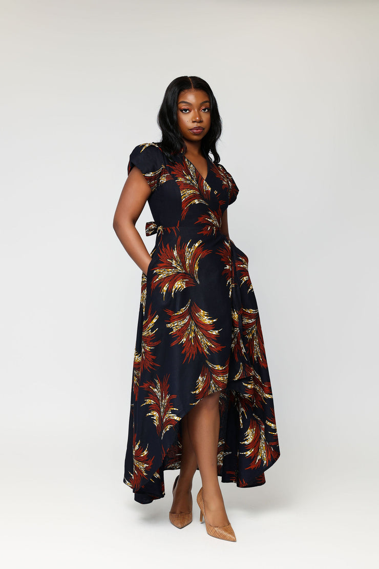 Ikore African Print Wrap Dress