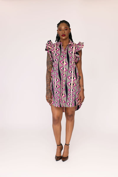 Dada African Print Shirt Dress