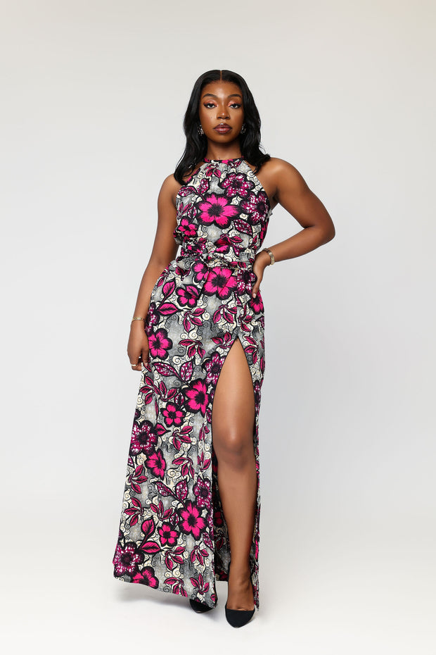 Olufunke African Print Halter Neck Dress