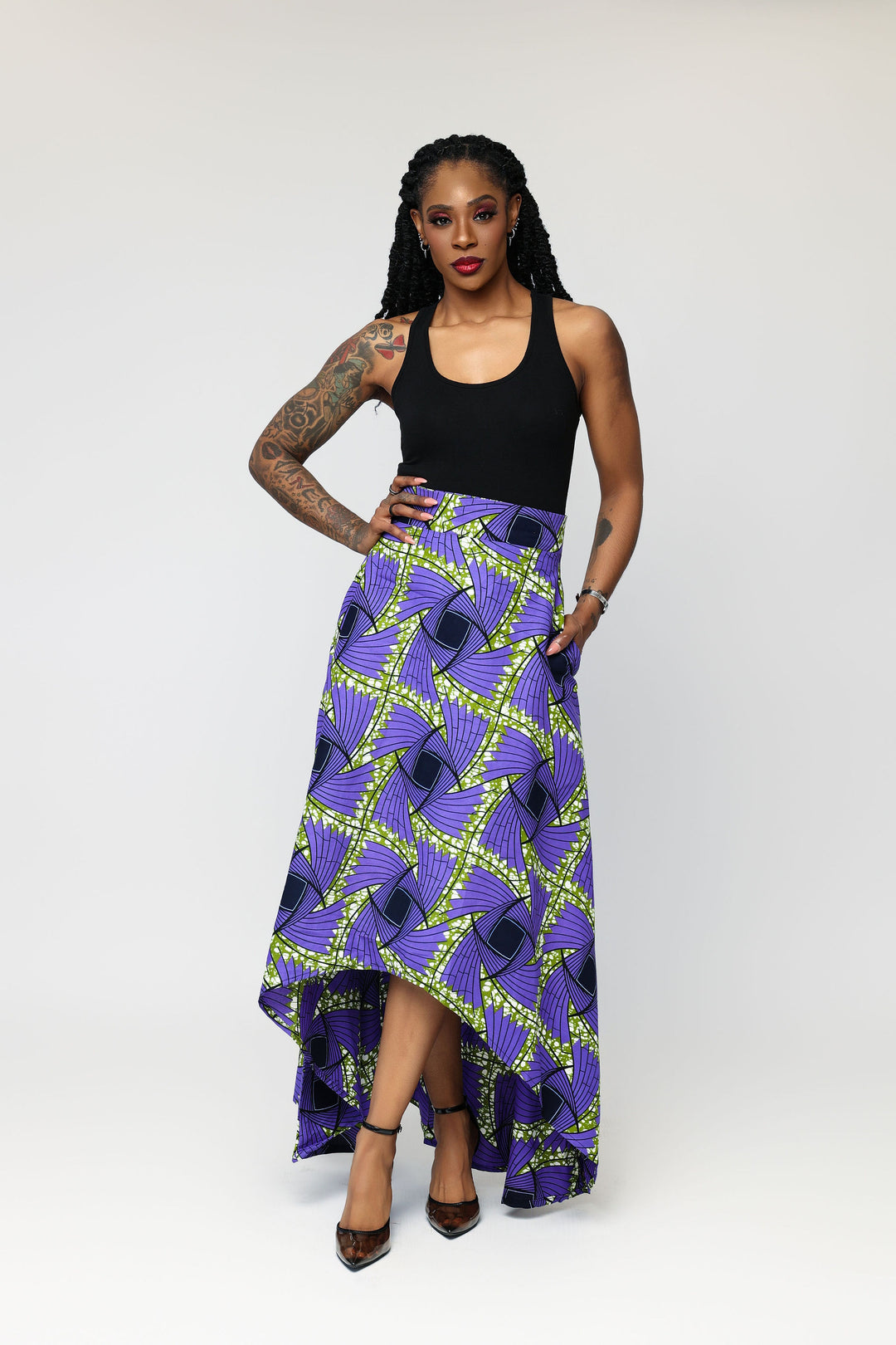 High low african print skirt hotsell