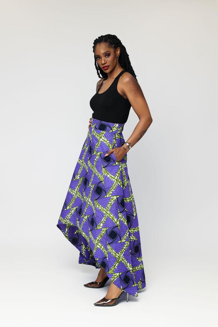 Chioma high-low African Print Skirt