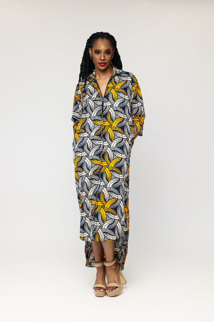 Orun African Print Maxi Shirt Dress