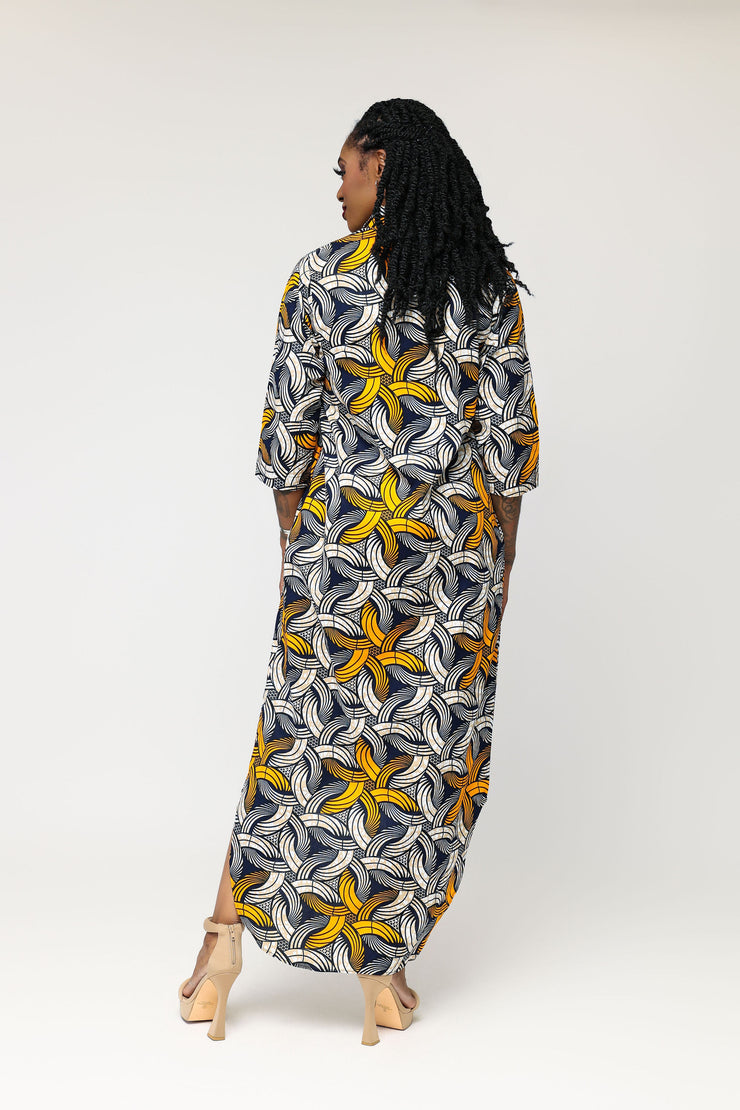 Orun African Print Maxi Shirt Dress