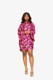 Dupe African Print Shirt Dress